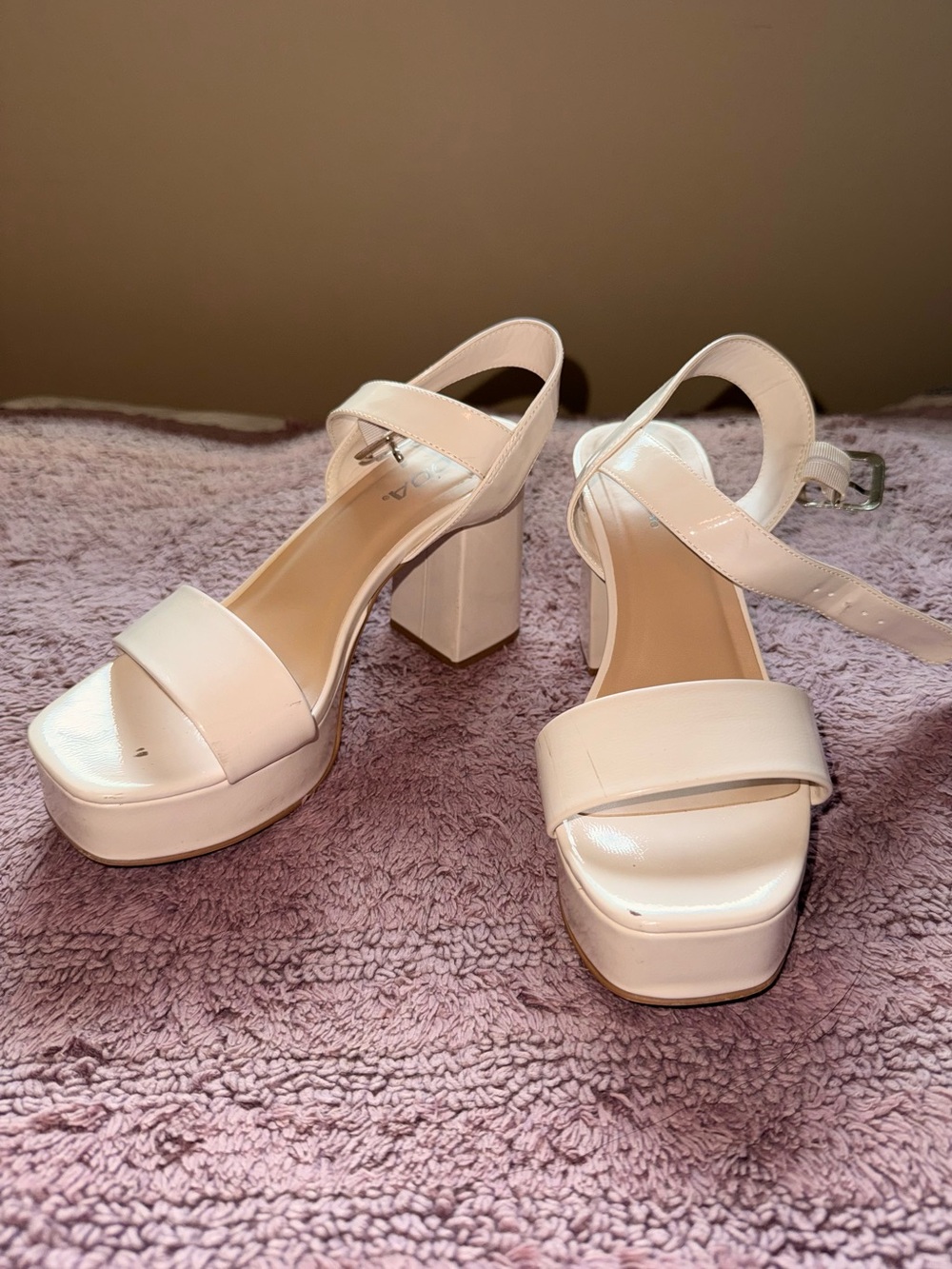 Women’s Cream Platform Block Heel Sandals